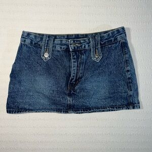 Womens Y2K Style Blue Denim Micro Mini Cotton Cut Off Jean Skirt Size 6 Medium